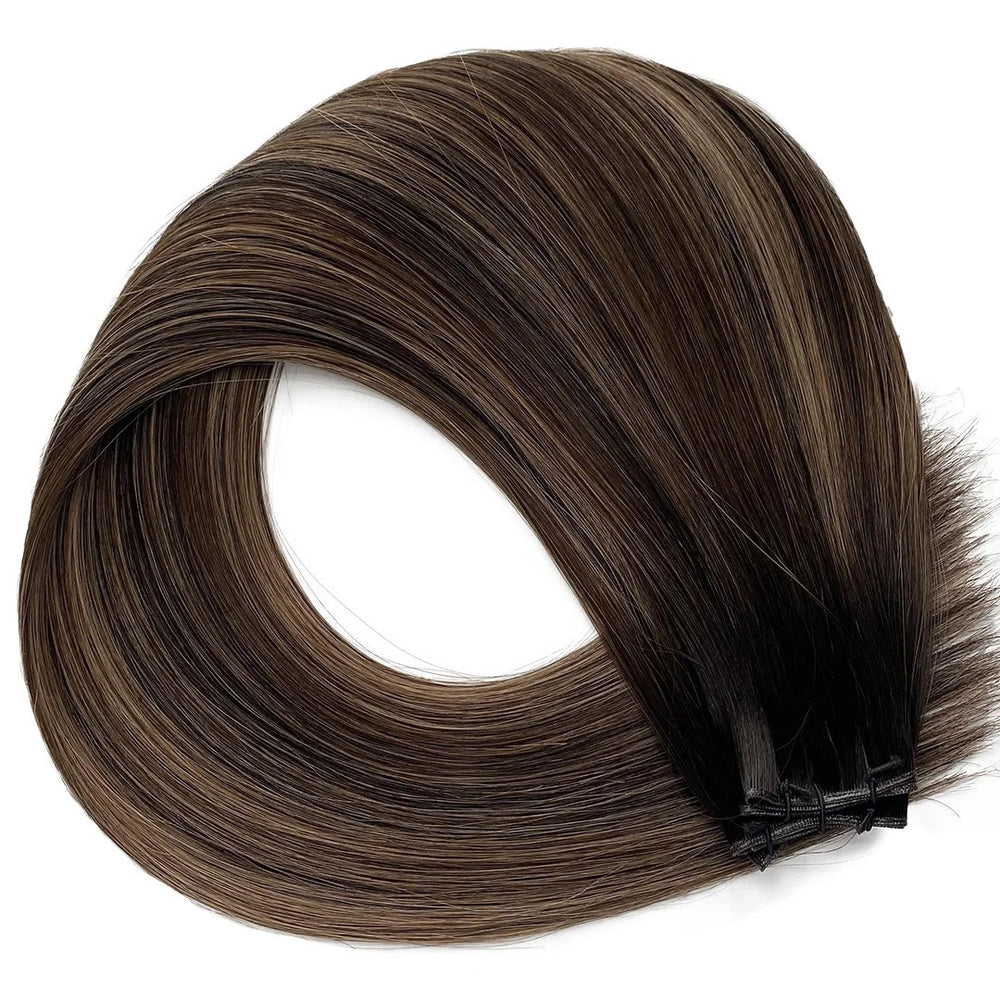 Skylar (Golden bronde with brown low lights)- Reinforced Handtied Weft